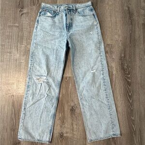 rag & bone Light Blue Straight Leg Distressed Jeans